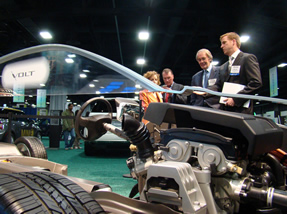 Chairman Markey and the Chevy Volt display at the DC Auto Show