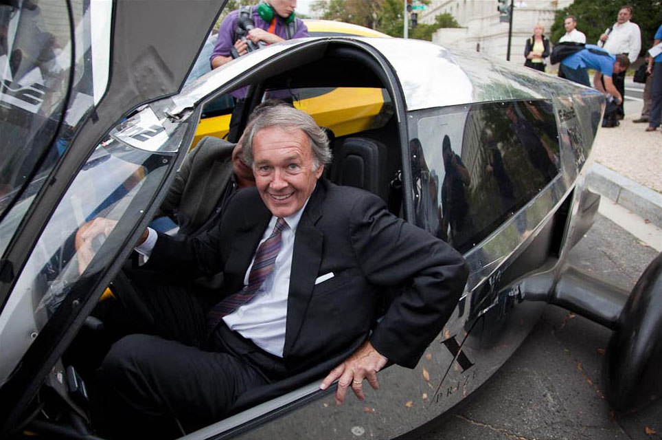 Chairman Markey in one of the winning XPRIZE cars after the briefing
